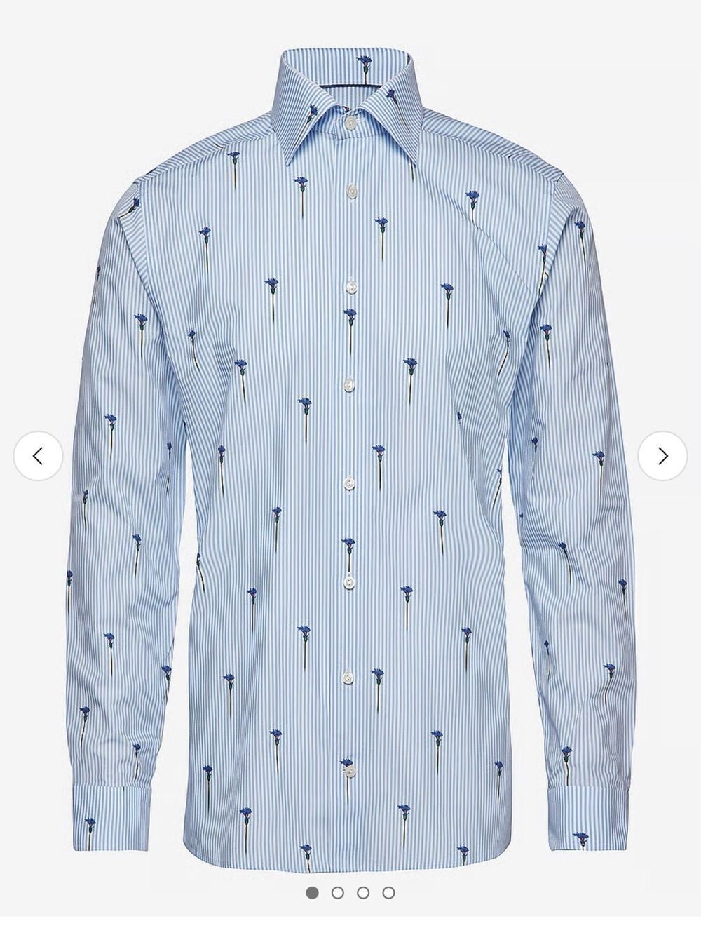Eton Light Blue Striped Shirt with Blue Floral Motif